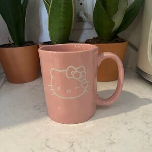 Sanrio Hello Kitty Pink Ceramic Mug with White Face Outline